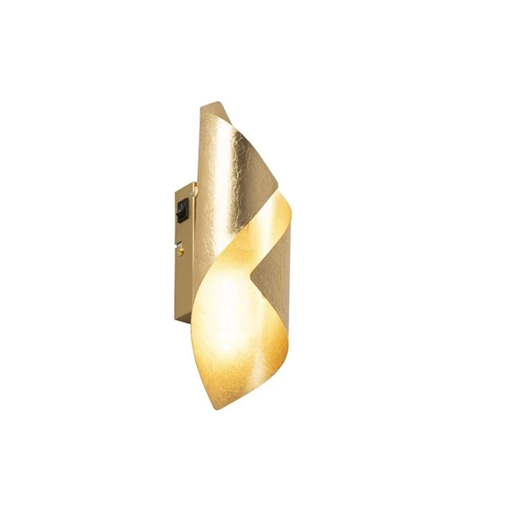 Retro Wall Lamp Gold Leaf with Switch