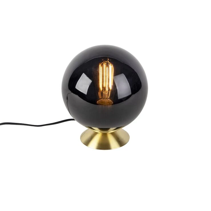Art Deco table lamp brass with black glass
