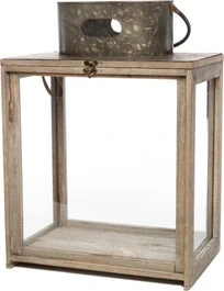 Intratuin Lantaarn Hout / Glas 34 X 18 X 36 Cm Naturel