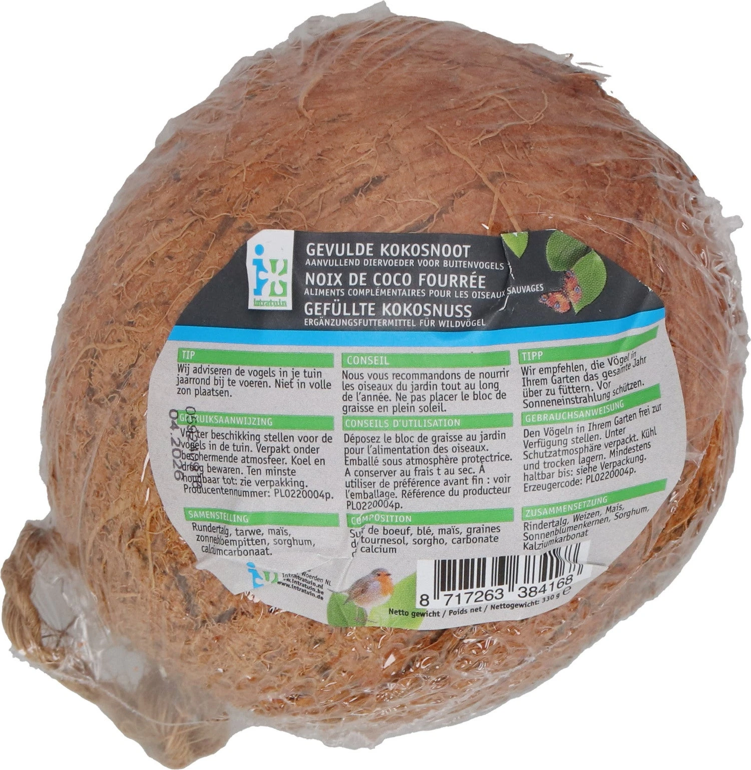 Intratuin Tuinvogelvoer Kokosnoot D 9,2 H 10 Cm 2 Intratuin Tuinvogelvoer Kokosnoot D 9,2 H 10 Cm - Afbeelding 2