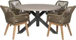 Intratuin 4-zits Diningset Wout Rond Olijfgroen