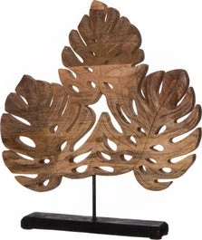 Intratuin Beeld Op Voet Nijs Blad Naturel / Zwart 32 X 8 X 36 Cm