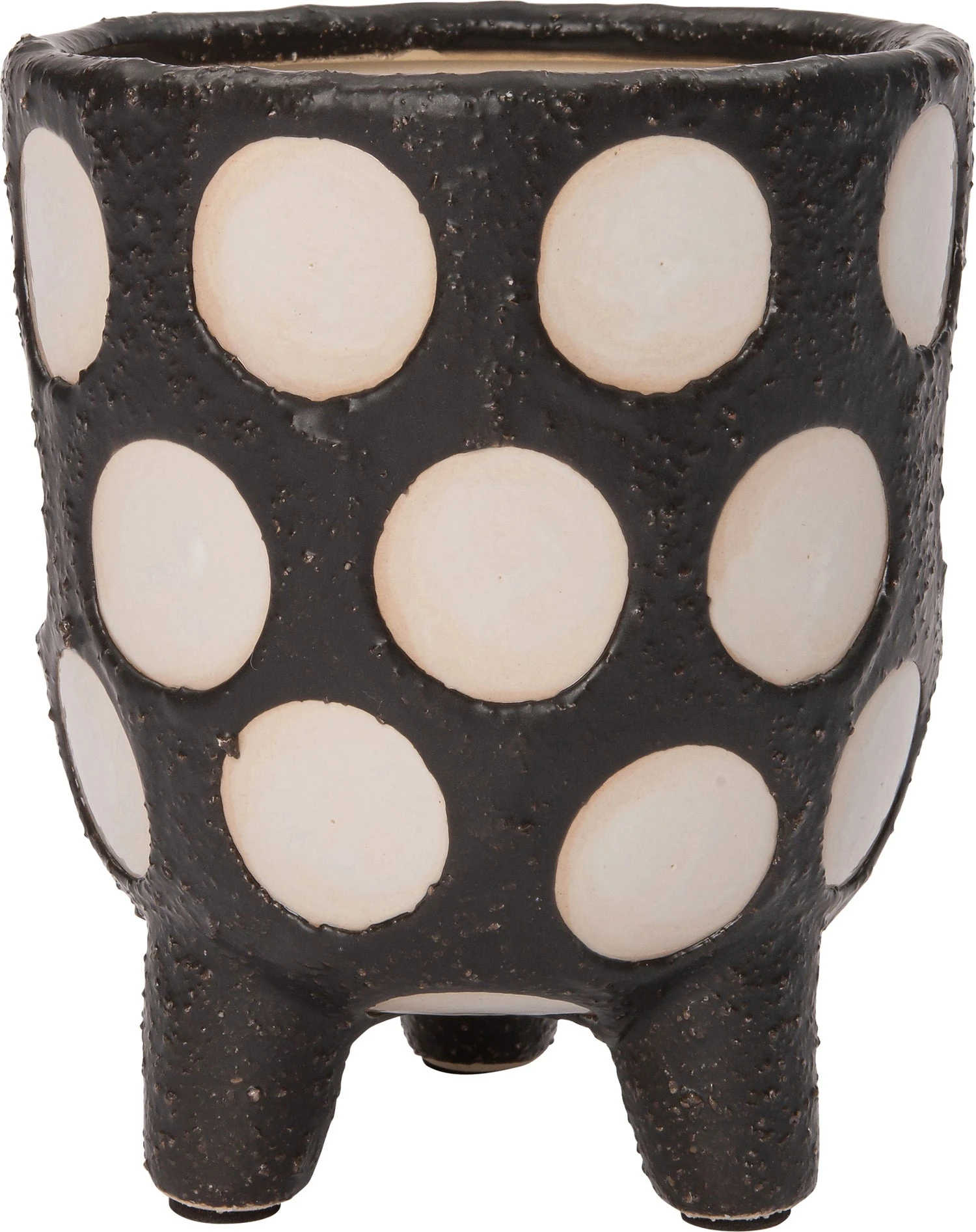 Intratuin Bloempot Op Poten Pygros Zwart / Beige D 16 H 18 Cm 1 Intratuin Bloempot Op Poten Pygros Zwart / Beige D 16 H 18 Cm