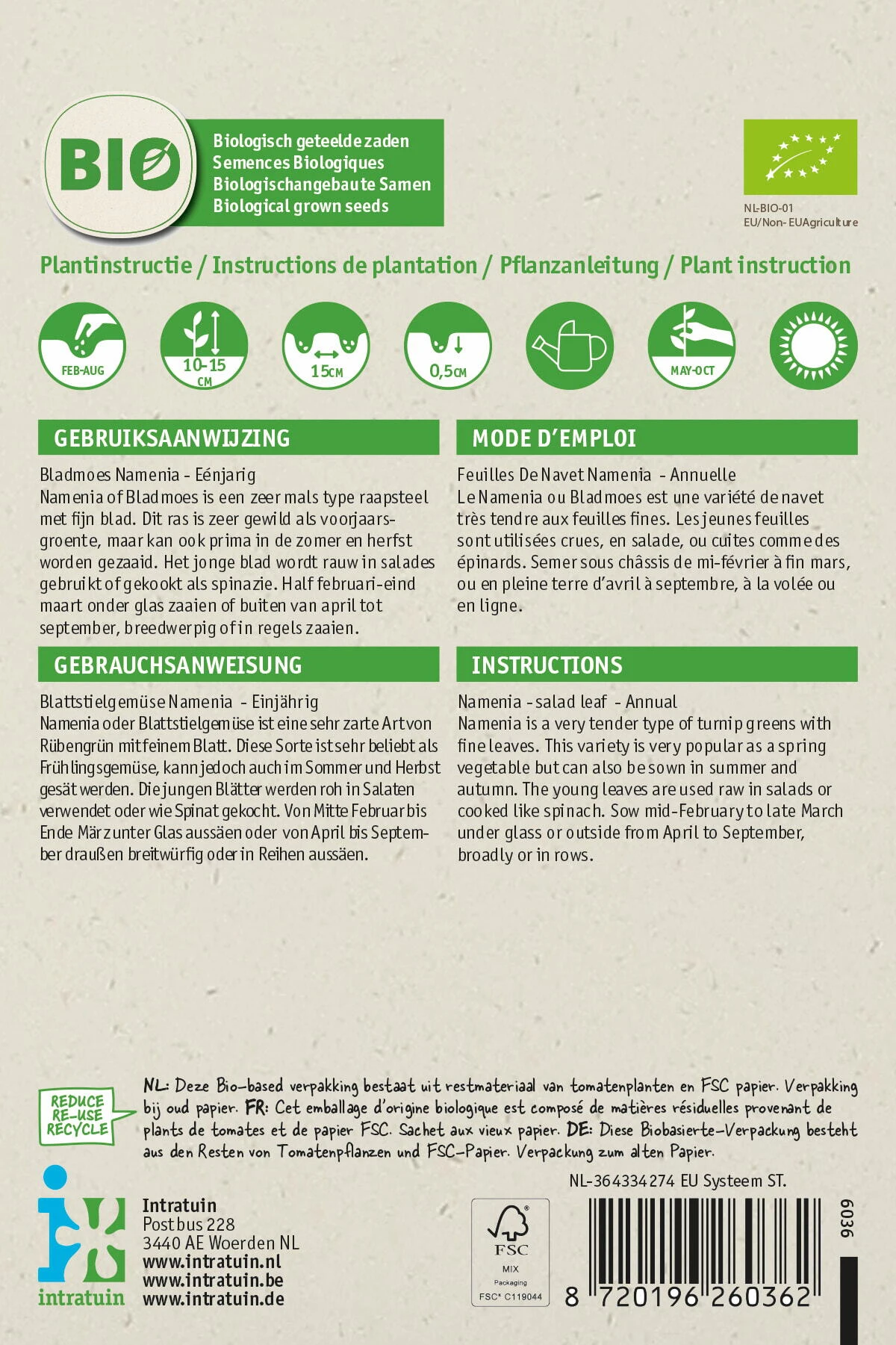 Intratuin Biologisch Groentezaad Raapsteel (Brassica Rapa 'Namenia') 2 Intratuin Biologisch Groentezaad Raapsteel (Brassica Rapa 'Namenia') - Afbeelding 2