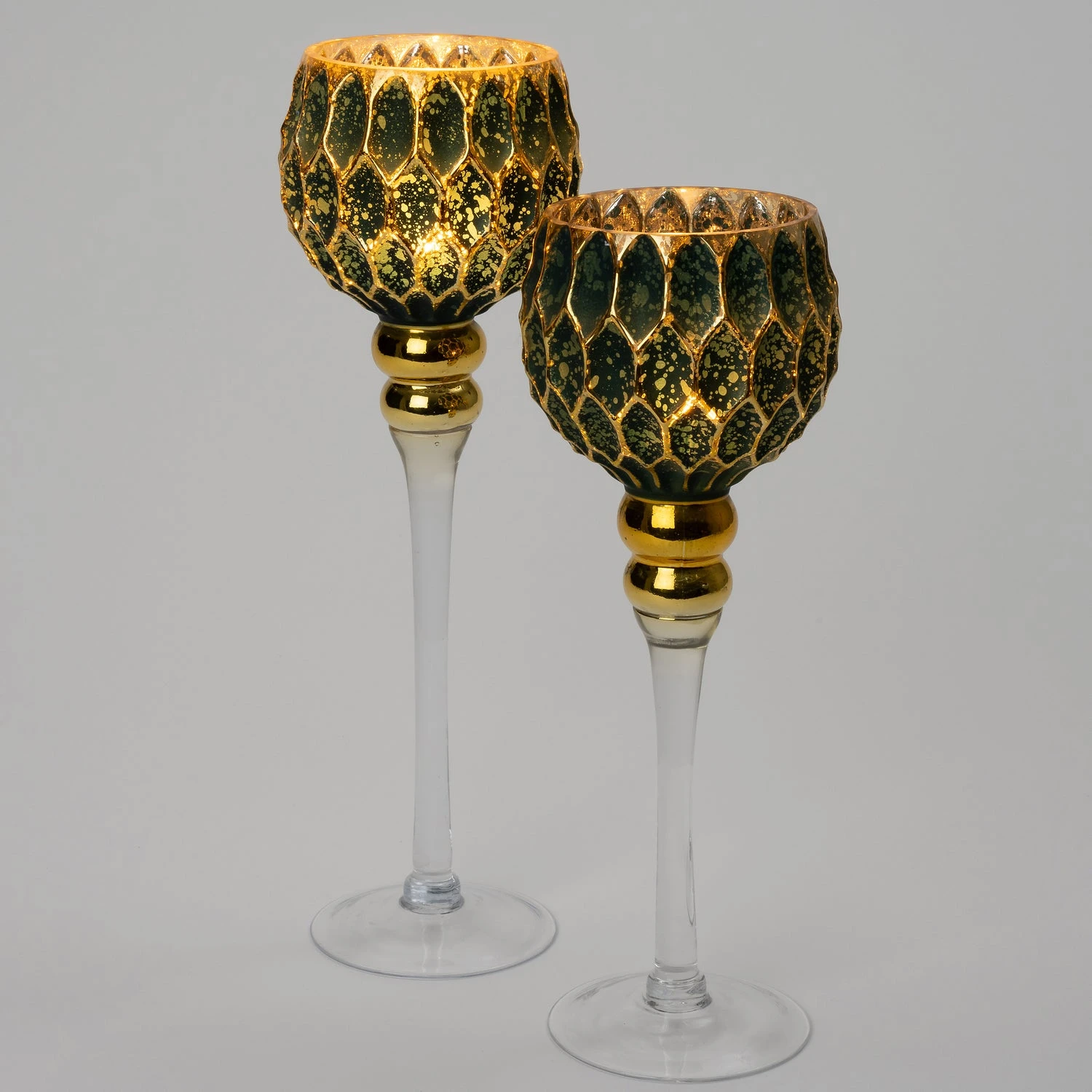 Intratuin Waxinelichthouder Op Voet Cato Goud / Groen D 12 H 35 Cm 2 Intratuin Waxinelichthouder Op Voet Cato Goud / Groen D 12 H 35 Cm - Afbeelding 2