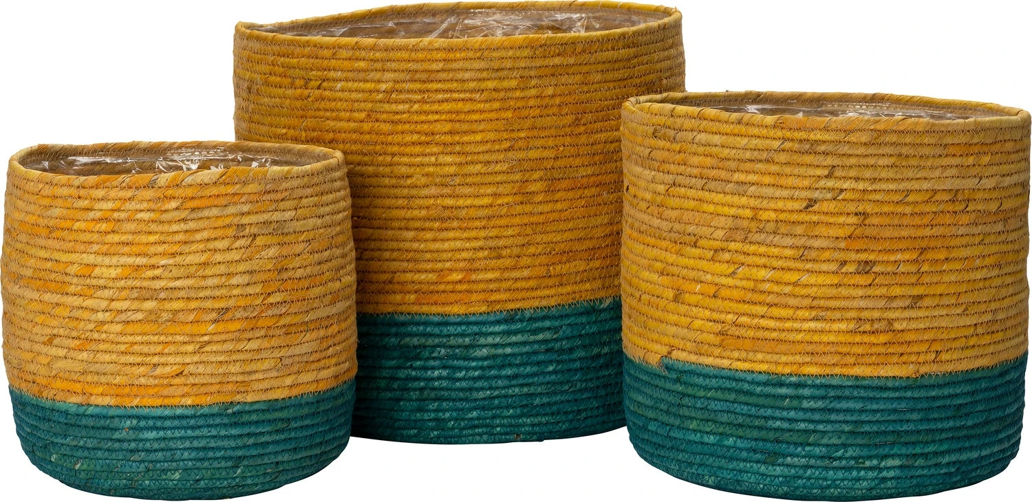 Intratuin Plantenmand Keoni Geel / Blauw D 23 H 22 Cm 2 Intratuin Plantenmand Keoni Geel / Blauw D 23 H 22 Cm - Afbeelding 2