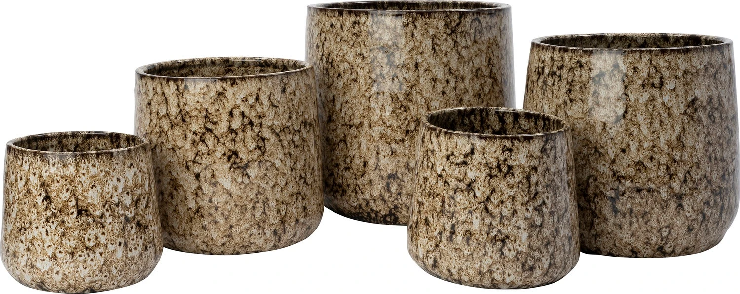 Intratuin Bloempot Miro Bruin / Crème D 29 H 27 Cm 2 Intratuin Bloempot Miro Bruin / Crème D 29 H 27 Cm - Afbeelding 2