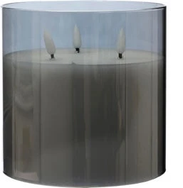 Intratuin LED Kaars In Glas Apollo Grijs D 15 H 15 Cm 1 Intratuin LED Kaars In Glas Apollo Grijs D 15 H 15 Cm