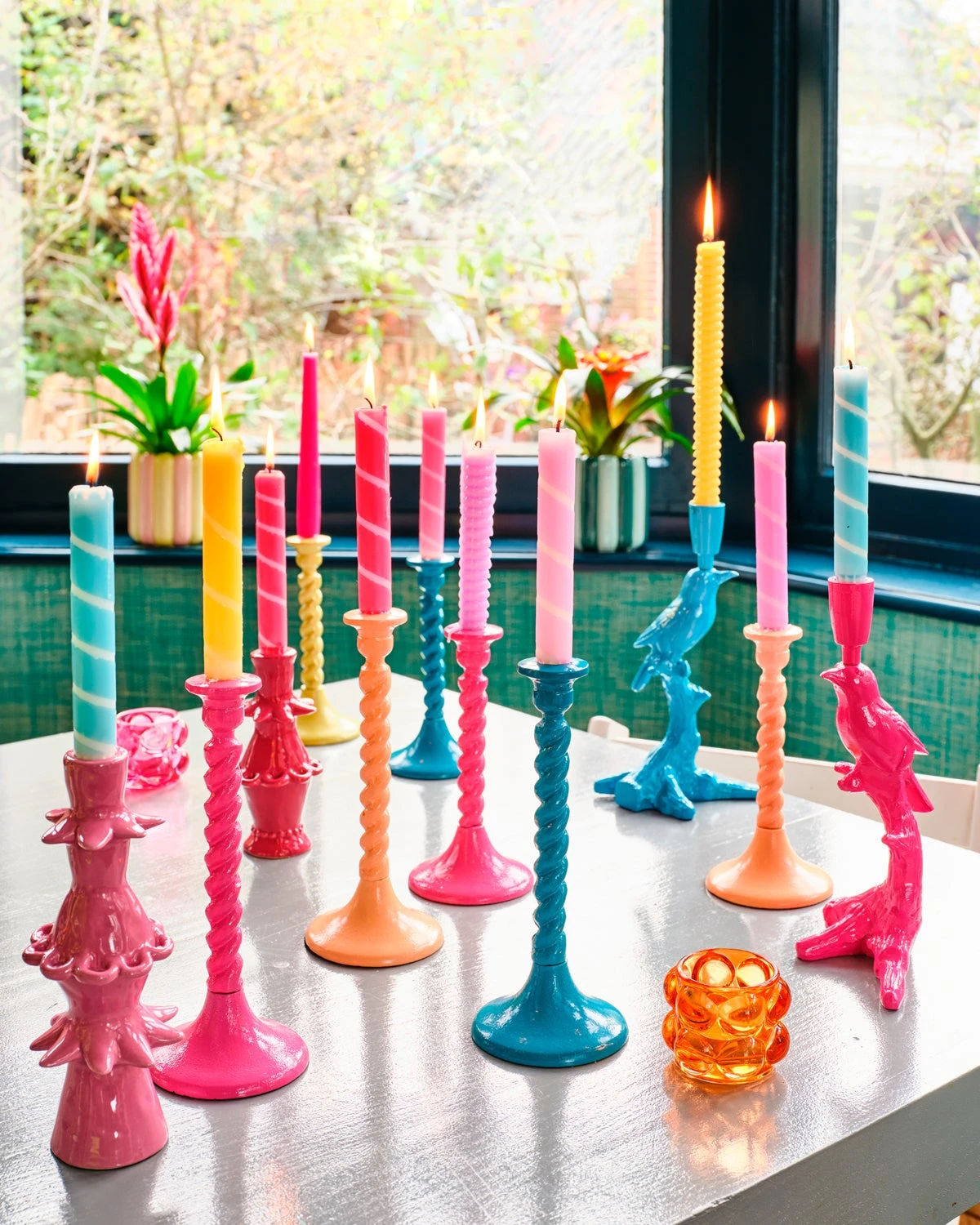 Intratuin Kandelaar Ray Blauw D 10,5 H 25,5 Cm 4 Intratuin Kandelaar Ray Blauw D 10,5 H 25,5 Cm - Afbeelding 4