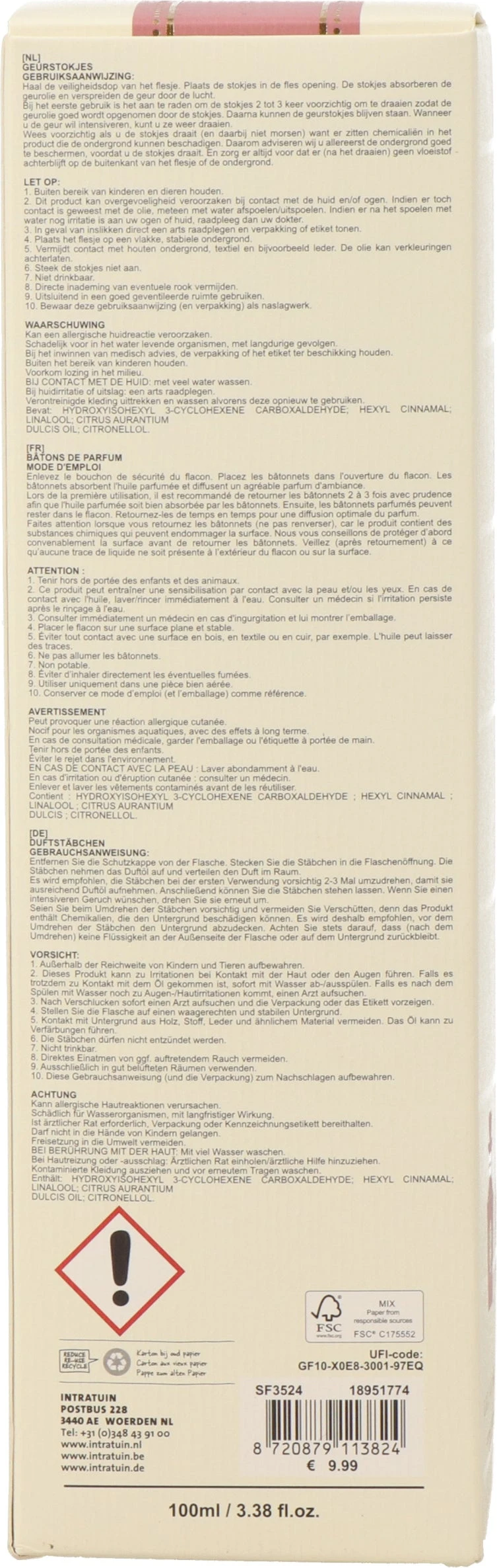 Intratuin Geurstokjes Luxe Soft Cotton 100 Ml 3 Intratuin Geurstokjes Luxe Soft Cotton 100 Ml - Afbeelding 3