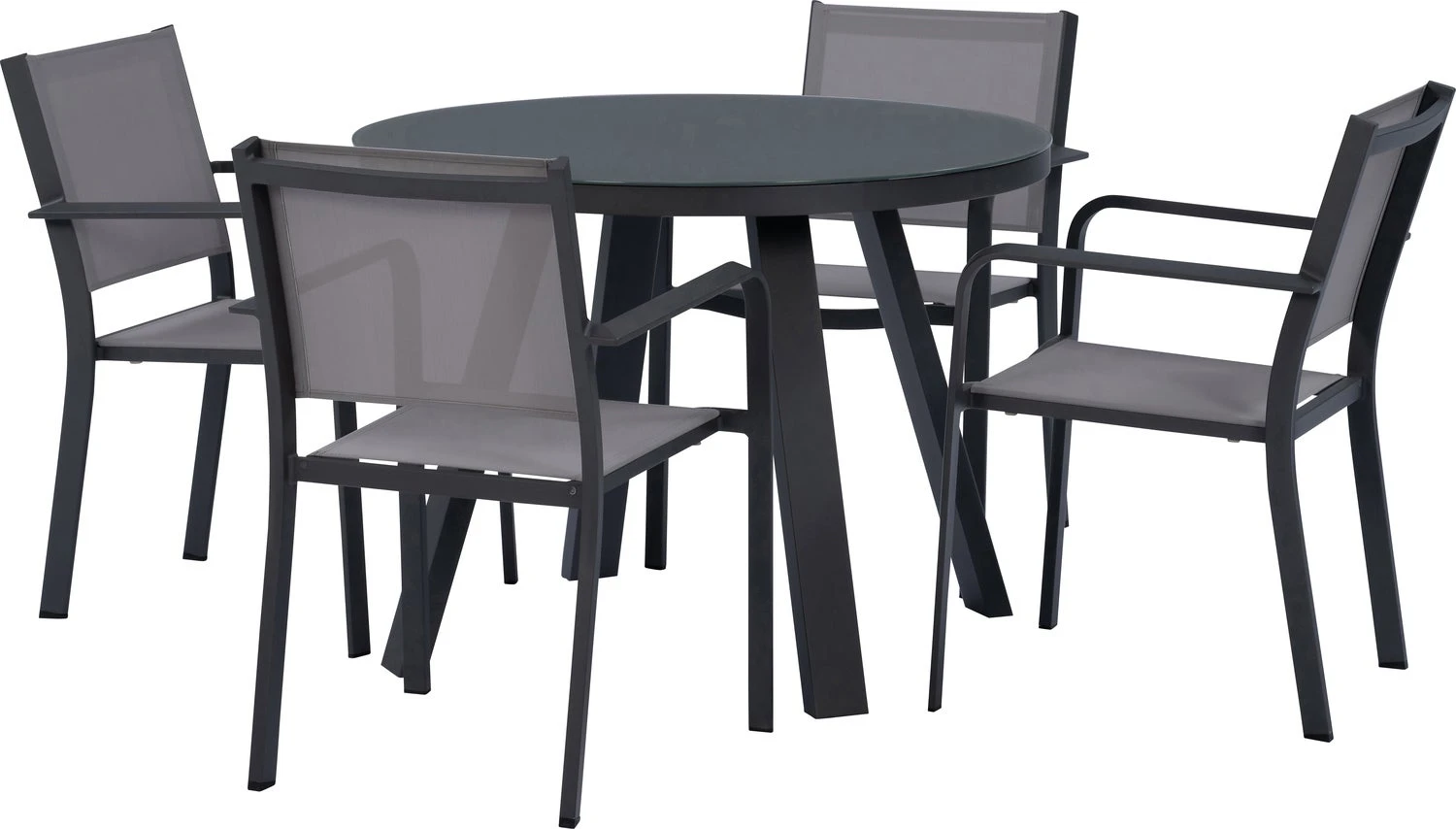 Intratuin 4-zits Diningset Levi Stapelstoel Antraciet 1 Intratuin 4-zits Diningset Levi Stapelstoel Antraciet