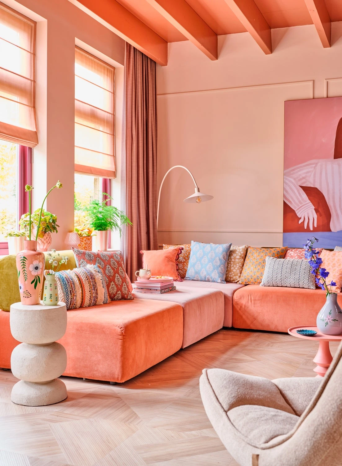 Intratuin Sierkussen Hanoi Oranje / Wit 45 X 45 X 10 Cm 4 Intratuin Sierkussen Hanoi Oranje / Wit 45 X 45 X 10 Cm - Afbeelding 4