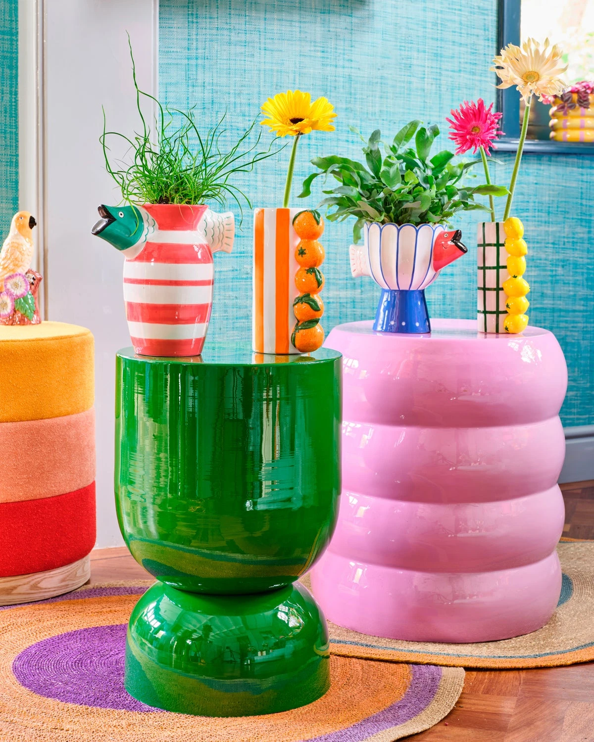 Intratuin Vloerkleed Madrid Naturel / Blauw D 90 Cm 2 Intratuin Vloerkleed Madrid Naturel / Blauw D 90 Cm - Afbeelding 2