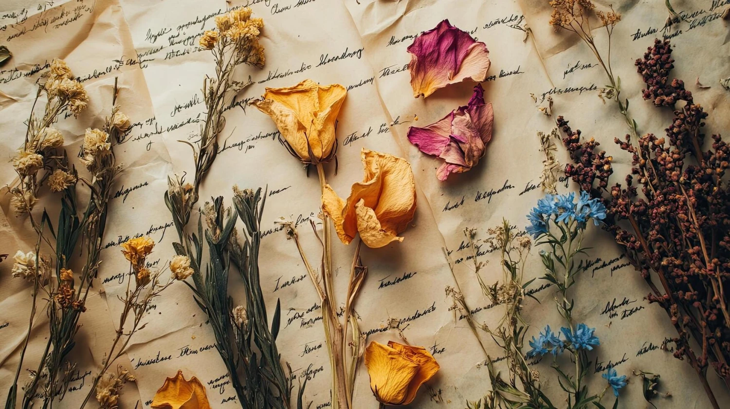 Intratuin Winkel -Intratuin Winkel dried flowers on vintage paper a